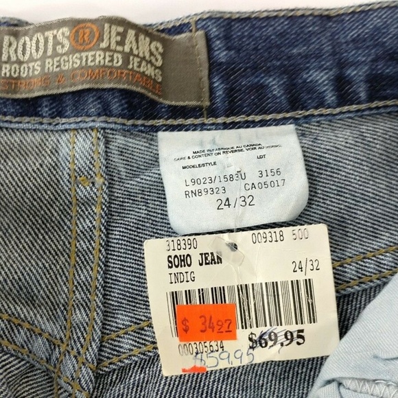 NWT ROOTS JEANS Brand Mens 24-32 Straight Leg 100% - Picture 3 of 5